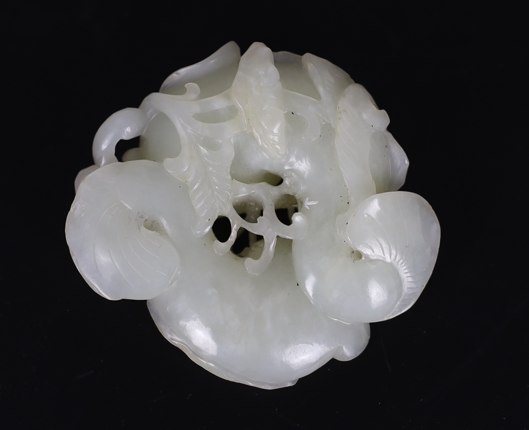 A Chinese white jade group of two catfish, 18th century